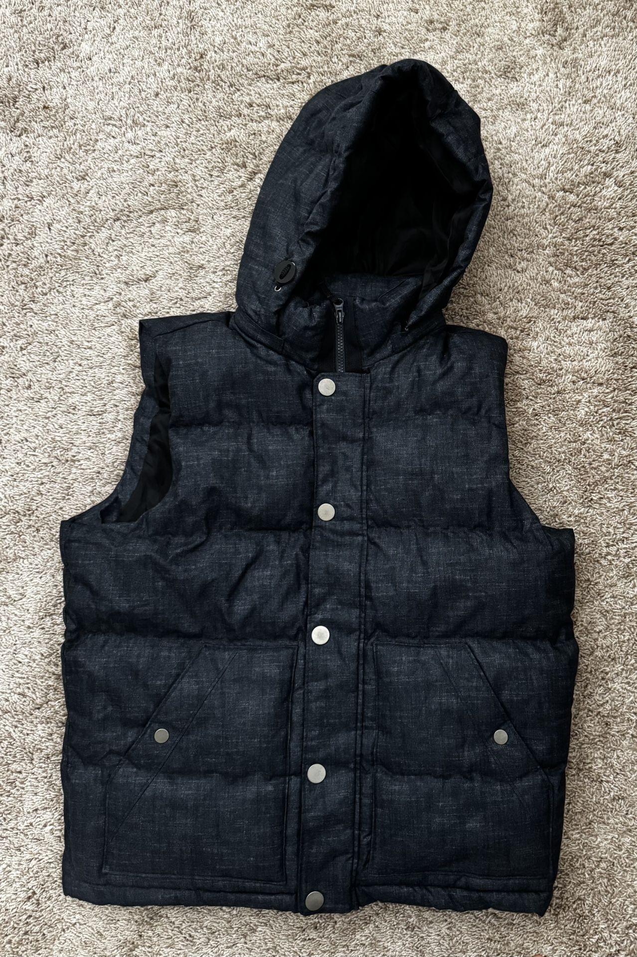 Hooded Heathered Quilted Vest for Men
