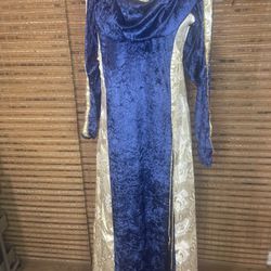 Rubie's Renaissance Faire Dress Royal Blue Velvet & Ivory Tapestry Look One Size