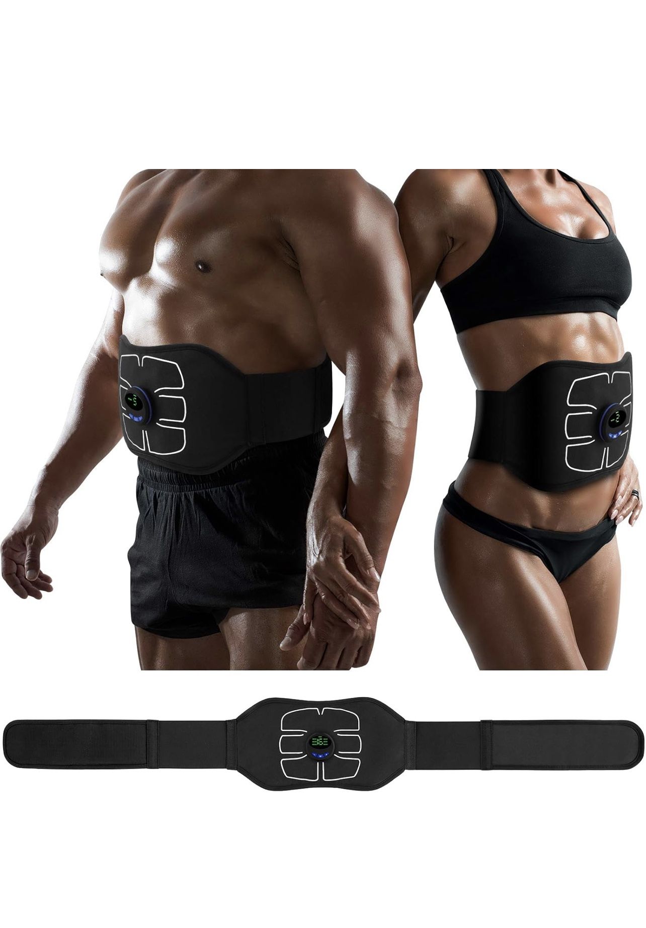 Abdominal Toning Belt Workout Portable Ab Stimulator Fitness Workout for Abdomen Black
