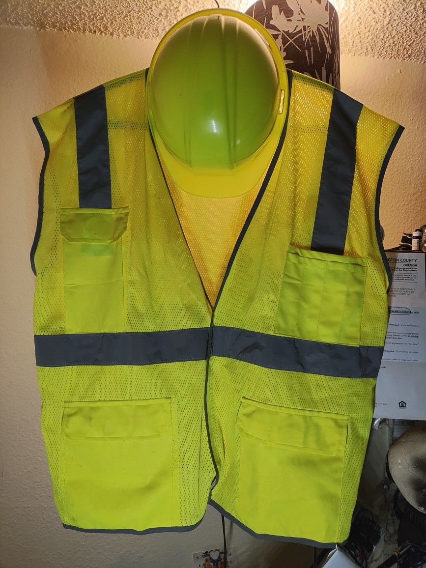 CONDOR ANSI CLASS II REFLECTIVE VEST L/XL W/CONDOR YELLOW HARD HAT