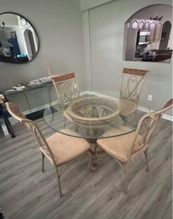 Elegant Glass Top Dining Table & 4 Chairs – Excellent Condition