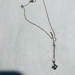 14k Gold Sapphire And Diamond Necklace