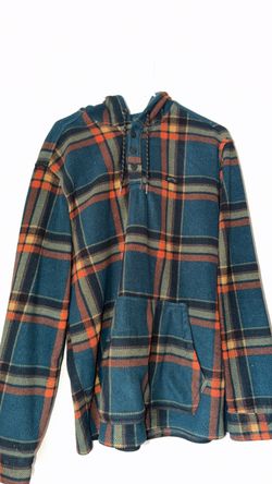 Men's Billabong Plaid Fleece Pullover Hoodie - Size Large