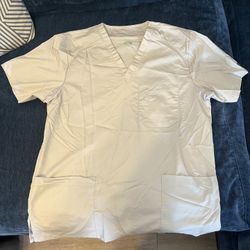 White And Beige Scrubs Size Small AUW All Uniform Wear Active And Essentials