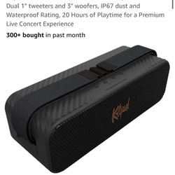 Klipsch The Detroit Portable Bluetooth Speaker with Dual 1" tweeters and 3" woofers, IP67 dust and Waterproof Rating, 20 Hours of Playtime for a Premi