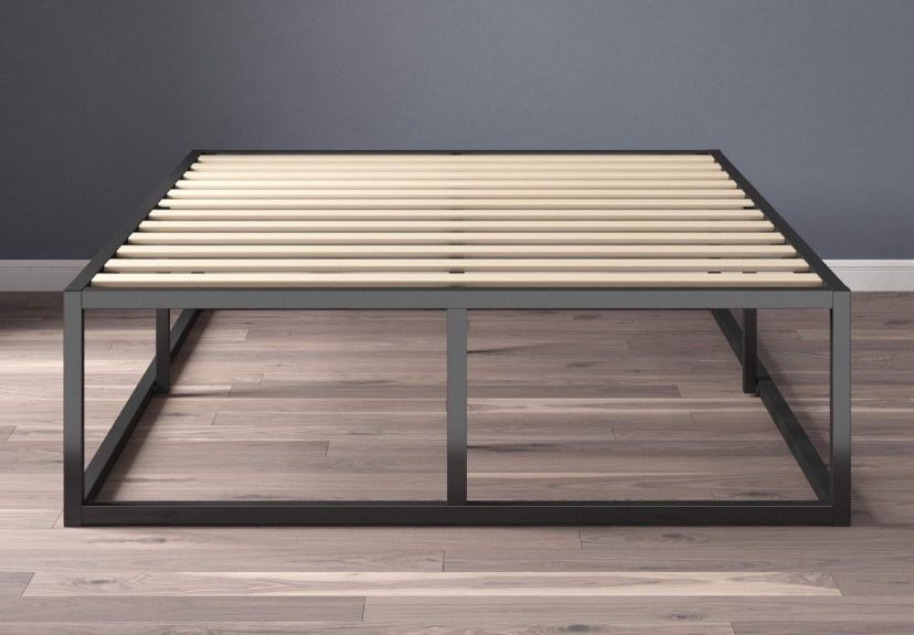 Metal Queen Bed Frame With Wooden Slats