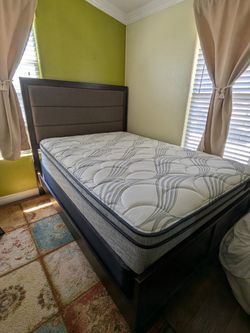 Full size bed frame and mattress