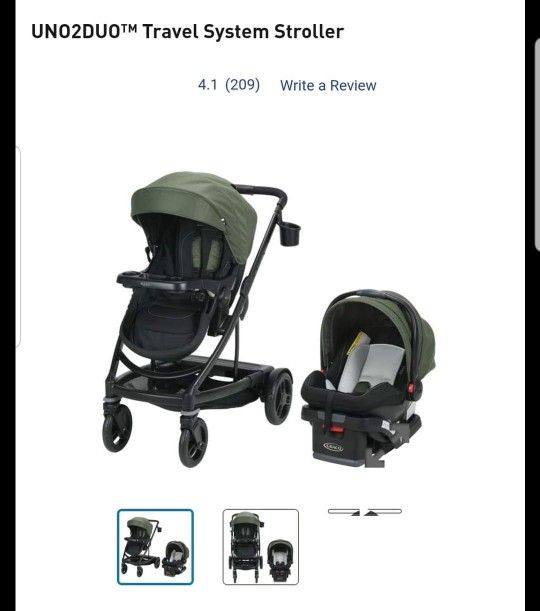 Graco DOUBLE Stroller Unisex Olive Green Color