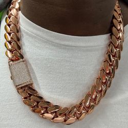 Miami Cuban Link Rose Gold Pink Plated Chain 