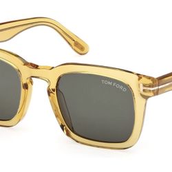 Tom Ford Dax Men's Light Crystal Yellow Square Sunglasses FT0751-39N-50 Made in Italy NEW