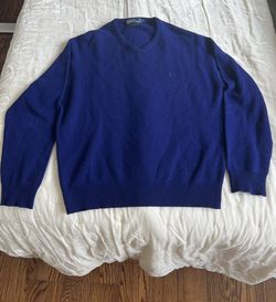Vintage Polo Ralph Lauren Lambswool V-Neck Sweater – Men’s L – Royal Blue