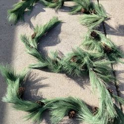 Vintage Floral + Lancaster Home Loft Needle Pine Garland With Pinecones 6'