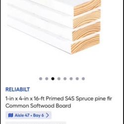 1-in x 4-in x 16-ft Primed S4S Spruce pine fir Common Softwood Board