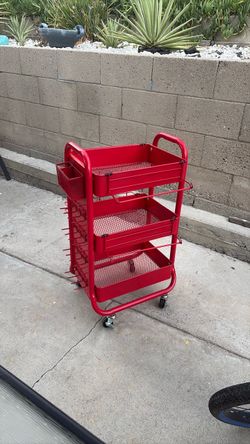 Red 3-Tier Metal Rolling Storage Cart * OBO