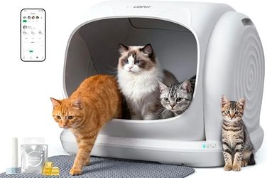 UBPET Self Cleaning Cat Litter Box, XXL Automatic Litter Box for Multiple Cats, Weight Sensors Safety Protection, Smart APP Control, Odor Control, Wor