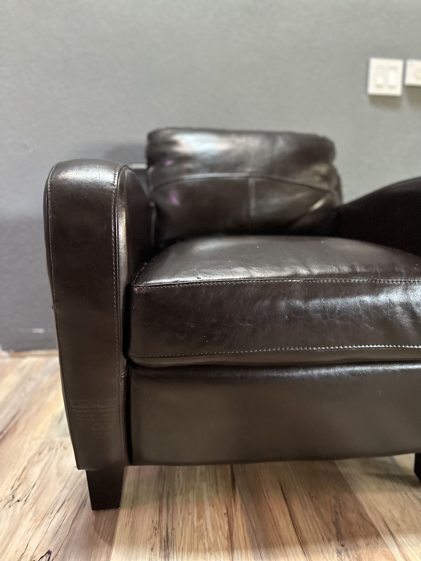 Dark Brown Faux Leather World Market Arm Chair Delivery Available