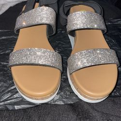 Black Sparkly Wedge Sandals (9)