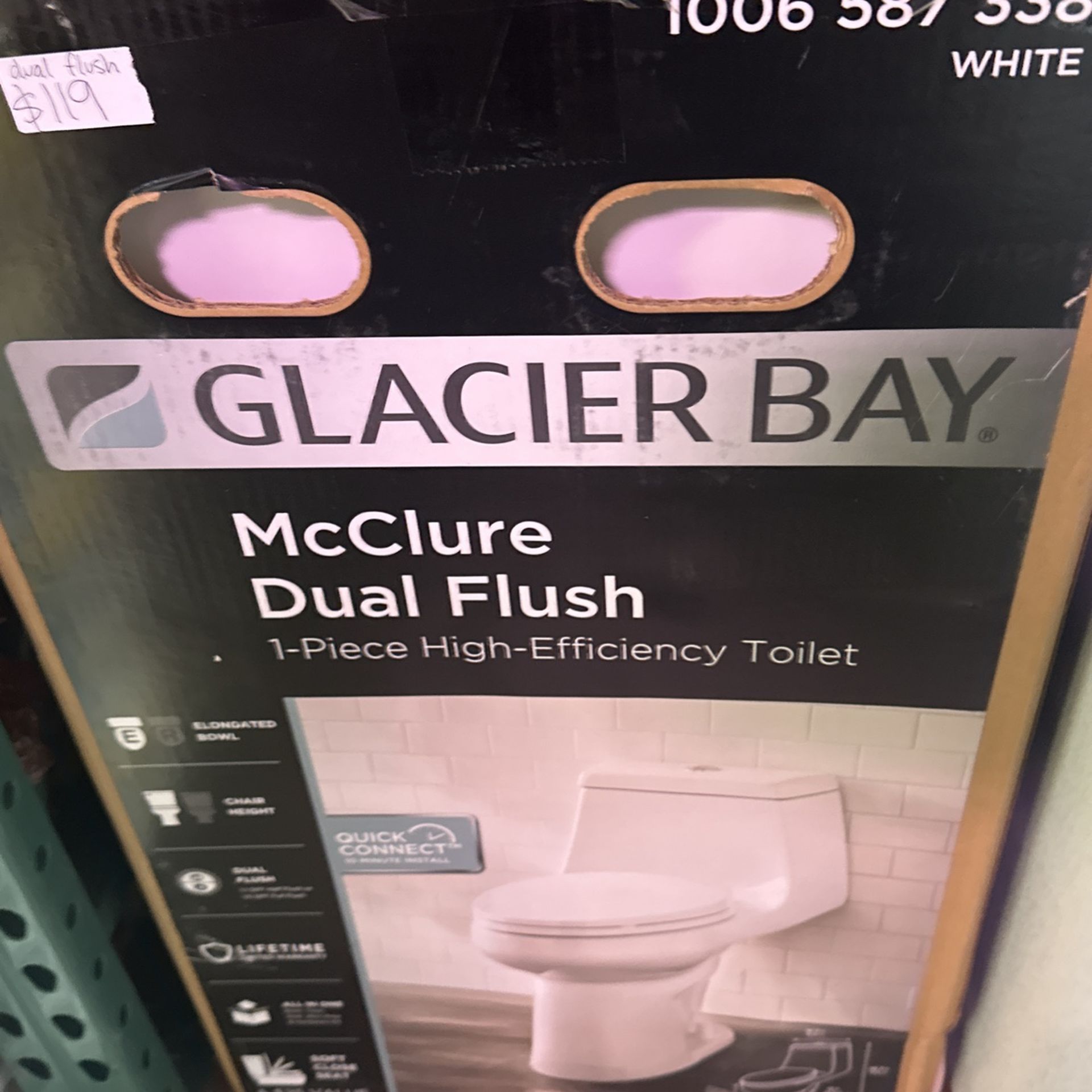 glacier bay toilet elongated one piece