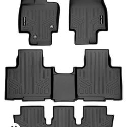  Juego de alfombrillas negras de 3 filas SMARTLINER, compatibles con modelos híbridos Toyota Highlander 2020-2022