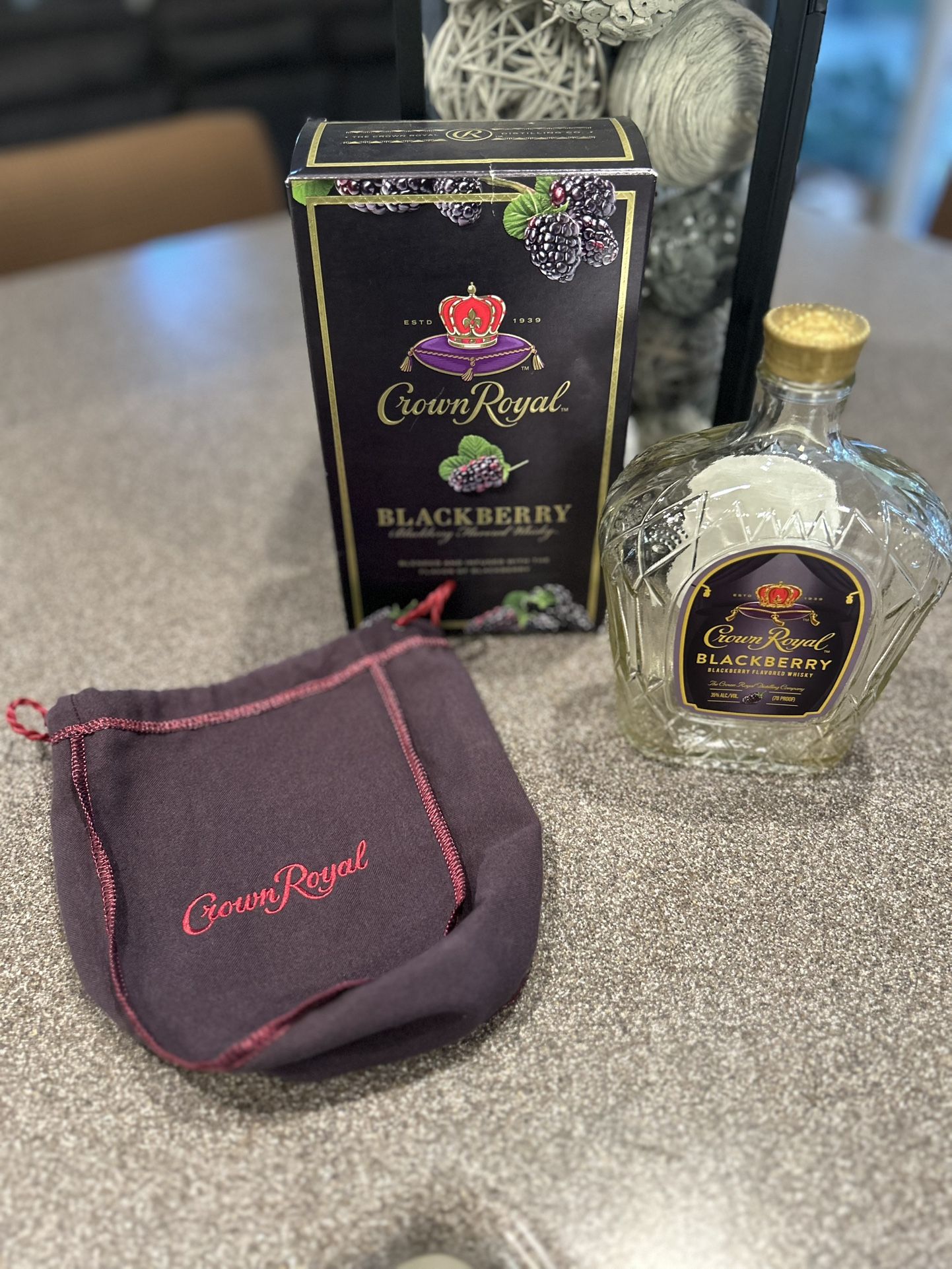 Limited Edition Crown Royal Blackberry Whiskey (Empty)