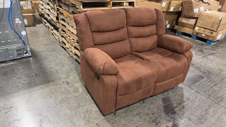 60 in. 2-Seat Fabric Manual Recliner Sofa Set for Living Room, Brown $ 269