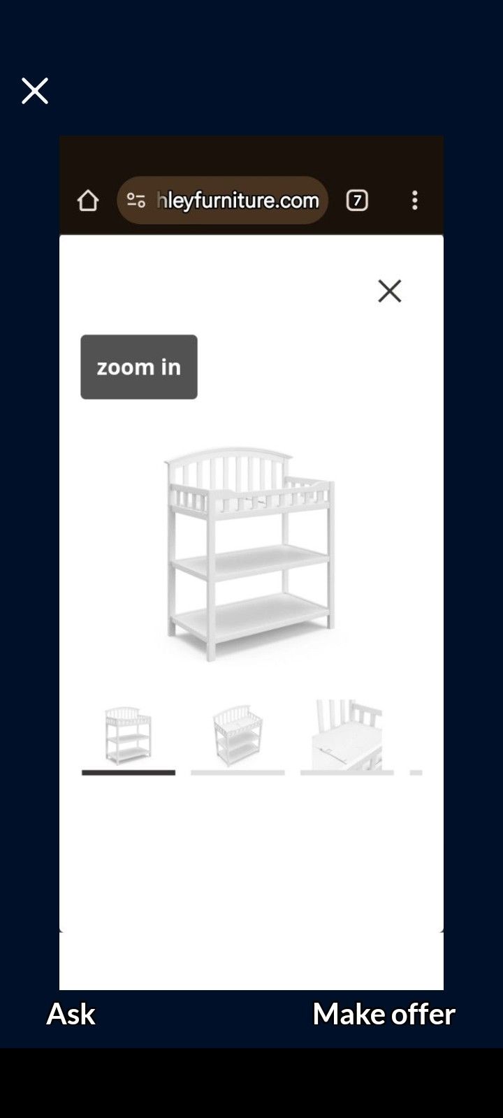 Graco brand infant changing table. Wood construction with white finish. New and fully assembled.