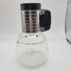 One Single Pyrex For Weico Silver Band Glass Single Serve Mini Carafe Cork Top 