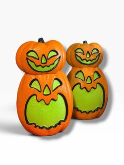 Light-Up Halloween Jack-O’-Lantern Pumpkins Set of 2