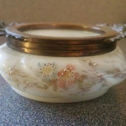 1890's Wavecrest dresser pin dish w/ brass ormolu handle