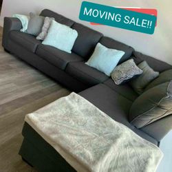 Gray Sectional Couch Sofa With Chaise