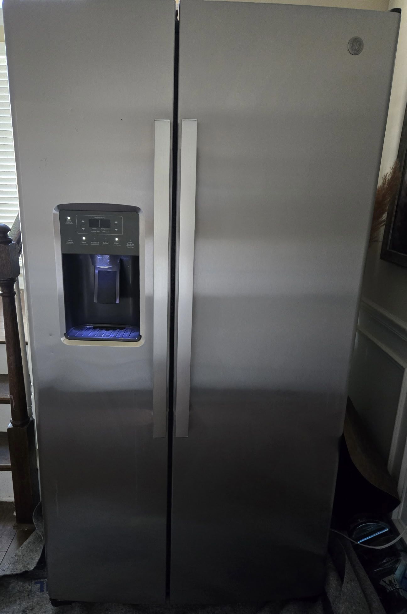 GE Stainless Steel 25.3 C.U. F.t. Side By Side Refrigerator With External Ice And Water Dispenser