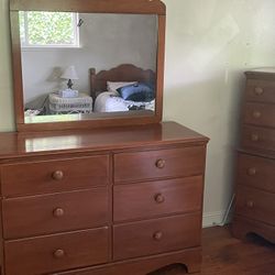 1950s Wood dresser with mirror