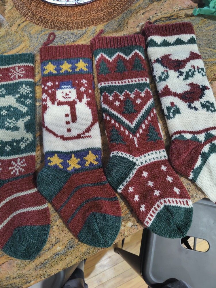 4 Knitted Christmas Stocking