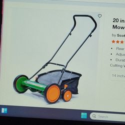brand new in box , 20 inch Scotts manual reel mower w/ grass catcher