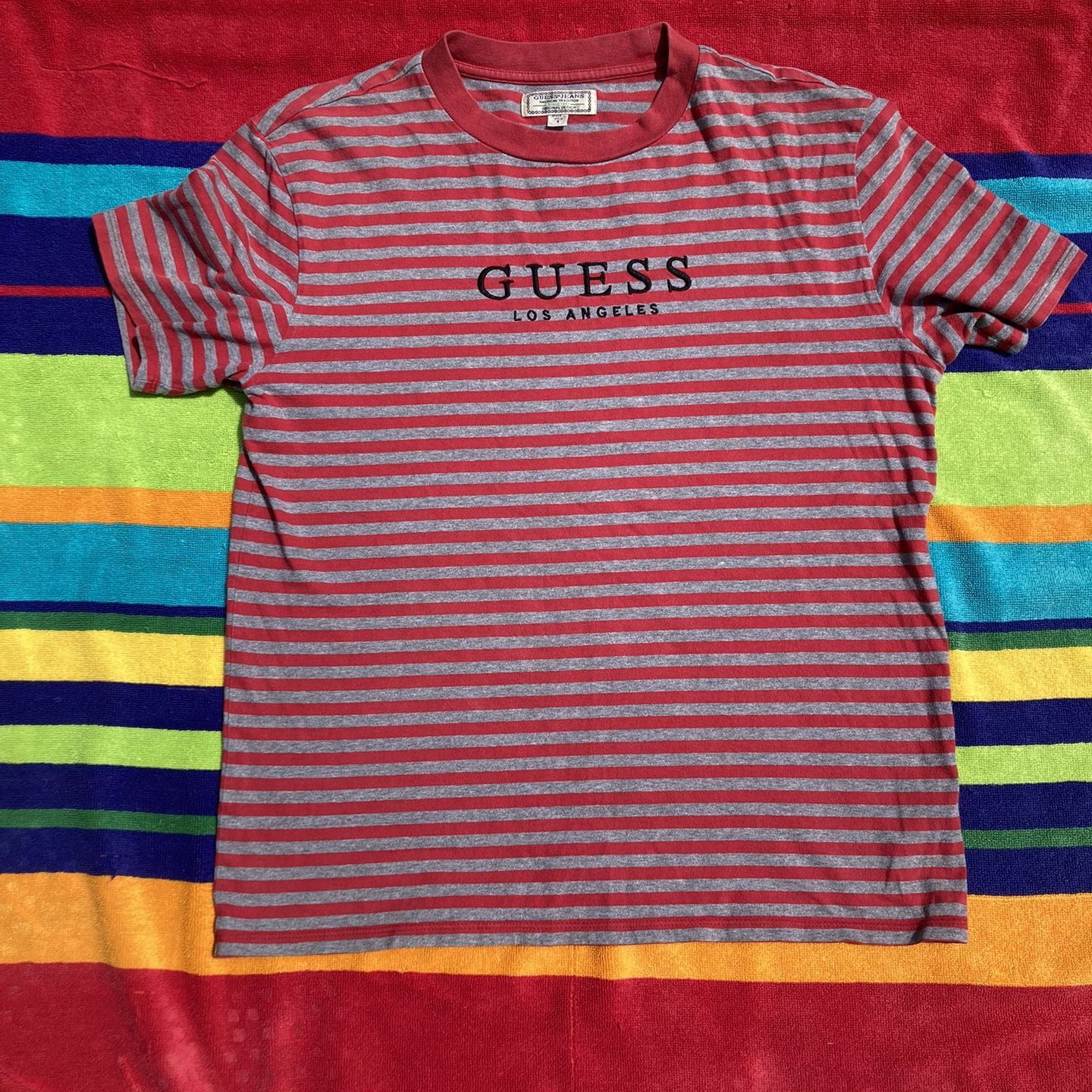 Guess Los Angeles striped shirt size small 26 top to bottom 21