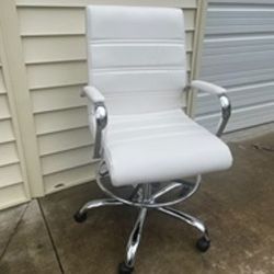 New, Firm, Mid-Back LeatherSoft Drafting Chair w/ Adjustable Foot Ring & Chrome 