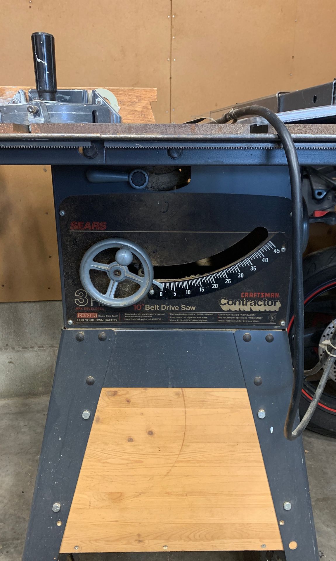 3 HP 10” belt drive craftsman table saw