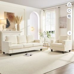 White Two Piece Living Room Set 
