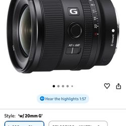 Sony FE 20mm F1.8 Brand New E Mount Lens