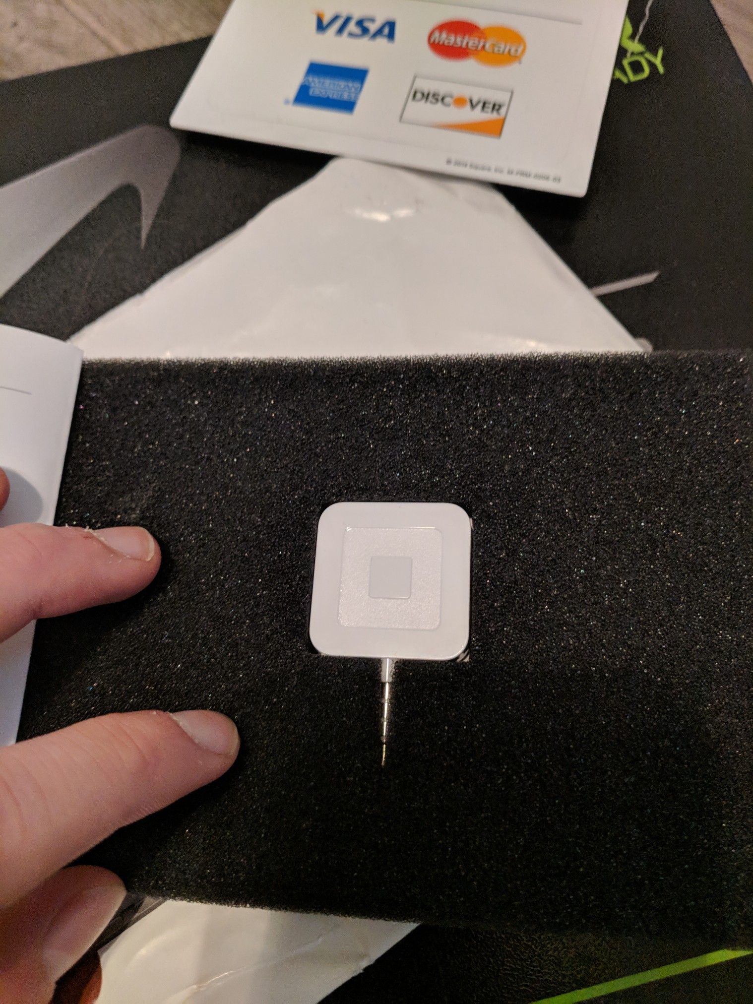 Square Reader credit/debt card scanner for phones.