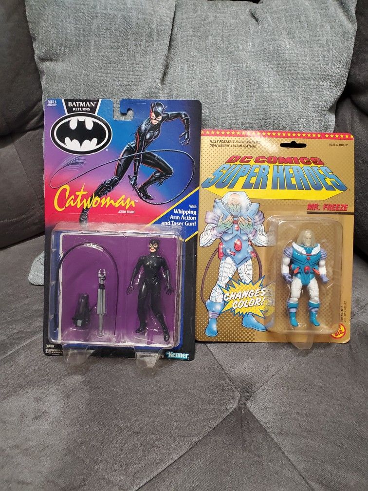 Vintage DC Comics Batman Figures New Sealed Catwoman Mr Freeze
