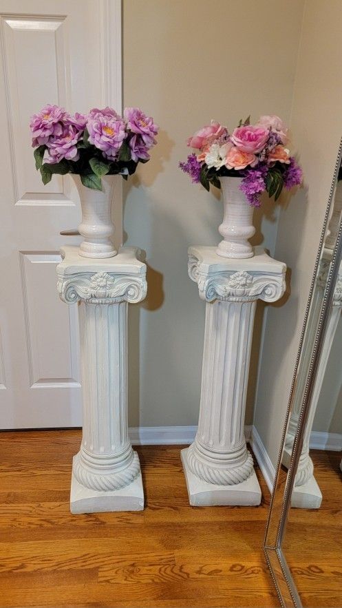 2 Flower W/ Vase & 2 Pillar Set