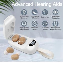 Hearing Aids for Seniors, Rechargeable Noise Cancelling Hearing Aids for Adults, Invisible Hearing Amplifiers with Charging Case, Easy to Carry