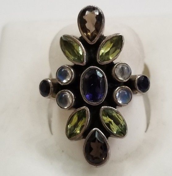 Ring Sterling Silver And Gemstones 