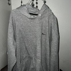 Nike Men's Vintage Cotton Grey Sweatshirt With Hood And Front Pocket Large Y2K