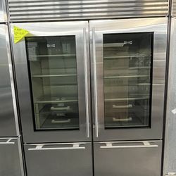 Sub Zero Stainless Steel Built In 60” Fridge Set Bottom Freezer