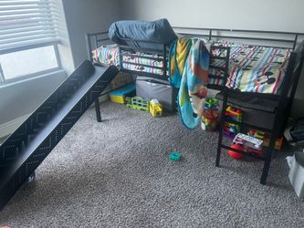 Twin  metal loft bed with slide