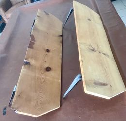 Set of 2 Wooden Shelves Metal Brackets
