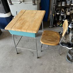 Antique School Desk And Chair