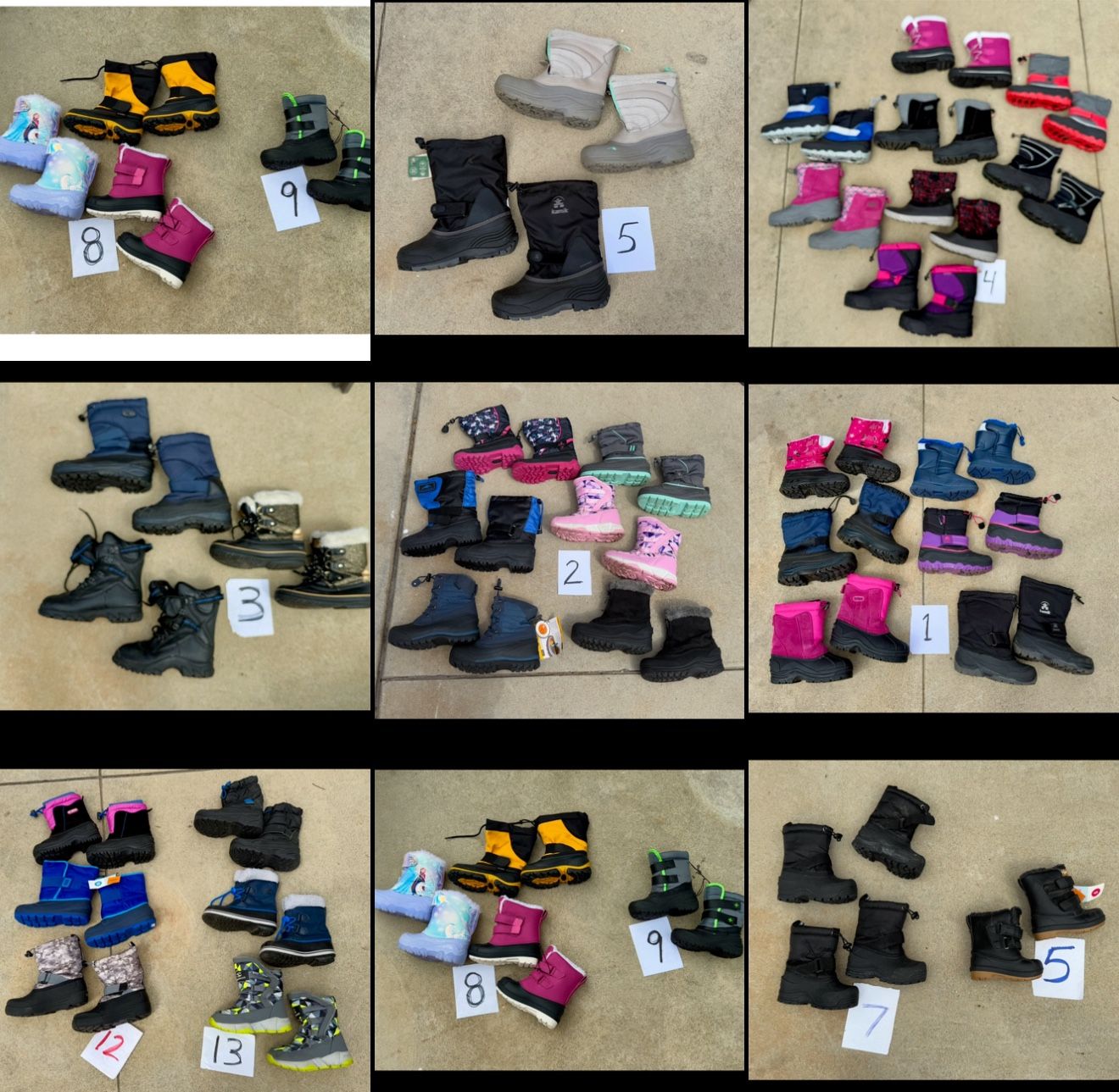 Kids Winter/ Snow Boots. Huge Variety Of Sizes! Toddler Size 5 Up To Young Adult Size 5